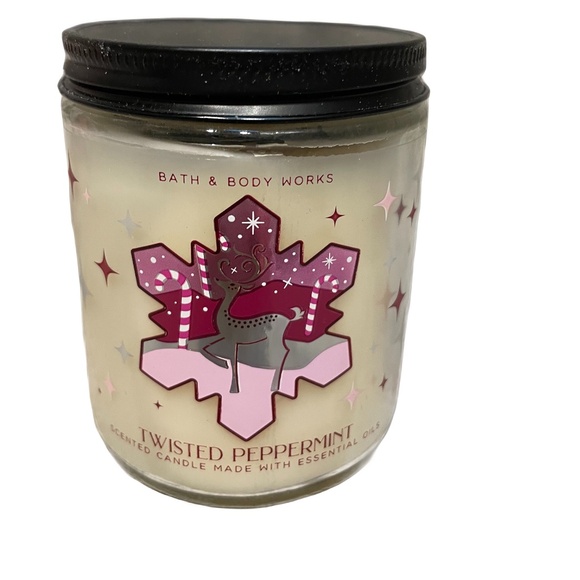 ❤️ BATH AND BODYWORKS TWISTED PEPPERMINT SINGLE WICK CANDLE NEW - Picture 1 of 3